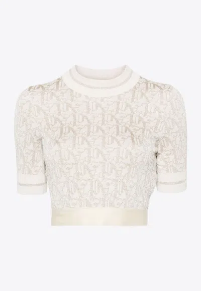 Palm Angels Monogram Cropped Top In Neutral