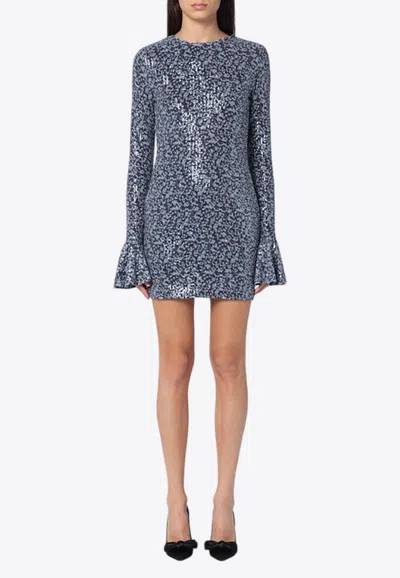 Rotate Birger Christensen Open-back Sequin Mini Dress In Purple