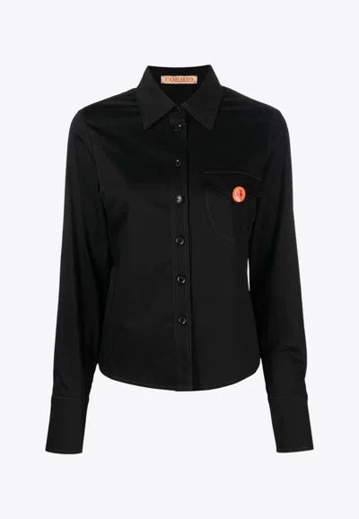 Cormio Katy Pin Badge Long-sleeved Shirt In Black