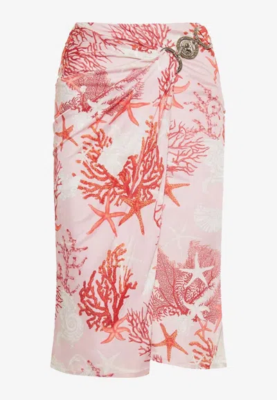 Versace Holiday Print Medusa Skirt In Pink