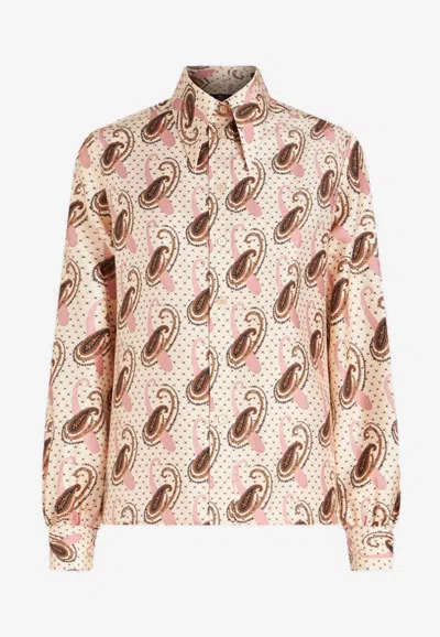 Etro Paisley Printed Silk Charmeuse Shirt In Multicolor