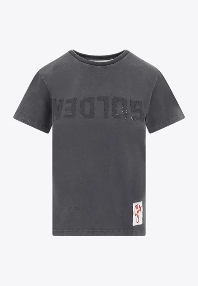 Golden Goose Db Logo Short-sleeved T-shirt In Gray