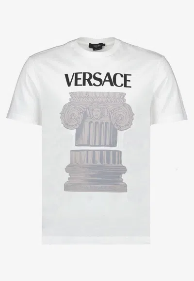 Versace La Colonna Print T-shirt In White