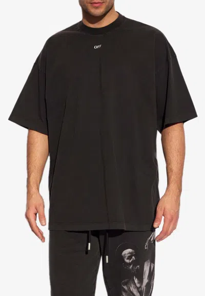 Shop Off-white Logo-print Crewneck Oversized T-shirt In Black