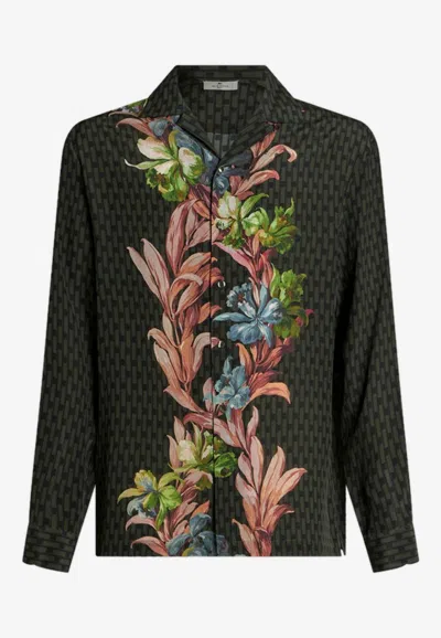 Etro Floral Print Long-sleeved Shirt In Multicolor