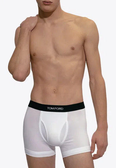 Tom Ford Logo Jacquard Boxer Briefs In White