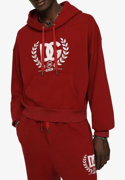 Dolce & Gabbana Logo-print Hooded Sweatshirt In Red