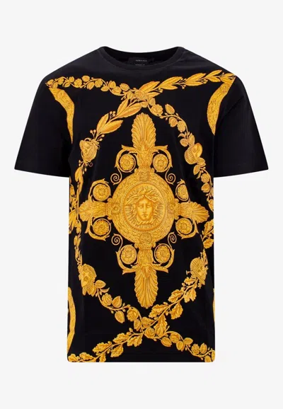 Versace Maschera Baroque Print T-shirt In Black