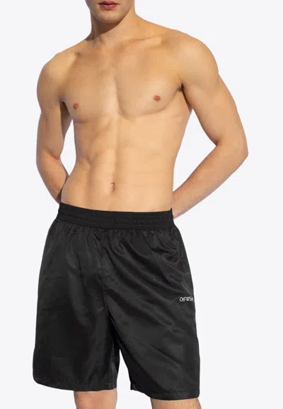 Off-white Arrows-motif Drawstring Swim Shorts In Black