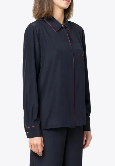 P.a.r.o.s.h . Seam-detail Button-up Shirt In Navy