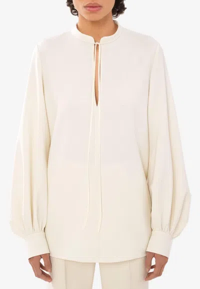 Chloé Open-neck Tunic In Wool In White