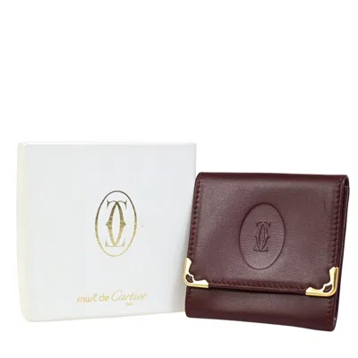 Pre-owned Cartier Must De  Burgundy Leather Wallet  ()