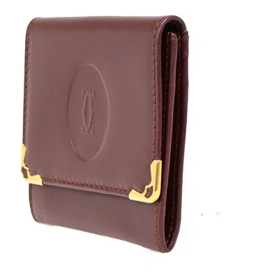 Pre-owned Cartier Must De  Burgundy Leather Wallet  ()