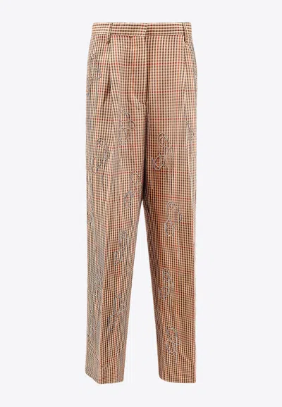 DRIES VAN NOTEN CHECKED TAILORED PANTS 