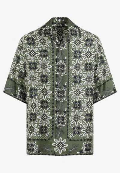 Etro Floral-print Silk Shirt In Green