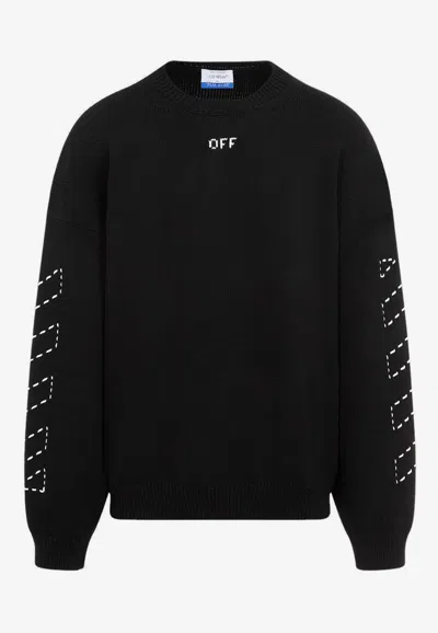 Off-white Regular Fit Jersey With Distinctive Logo And Textured Detailing In Black