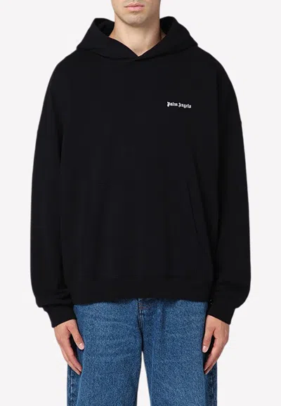 Palm Angels Brand-embroidery Kangaroo-pocket Relaxed-fit Cotton-jersey Hoody In Black