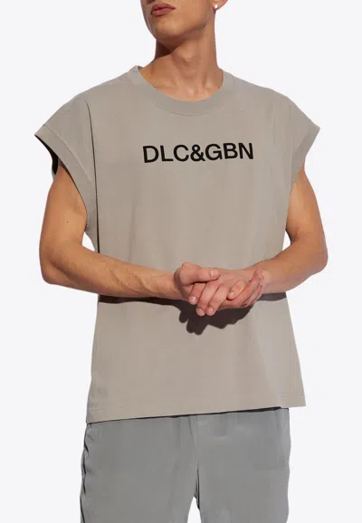 Dolce & Gabbana Logo-print Cotton T-shirt In Gray