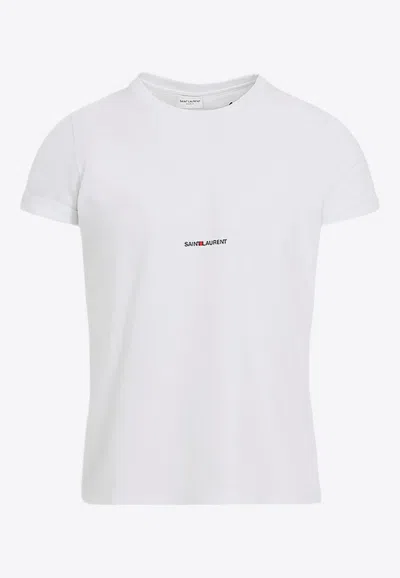 Saint Laurent Logo-print Cotton T-shirt In White