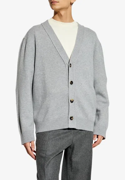 Bottega Veneta Grey Cashmere Cardigan In Gray