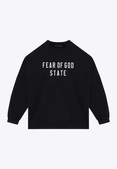 Essentials Logo Print Long-sleeved T-shirt In Black