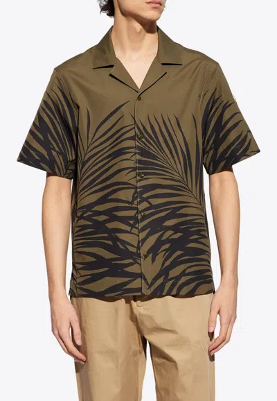 Moncler Tropical Fern Print Short-sleeved Shirt In Green
