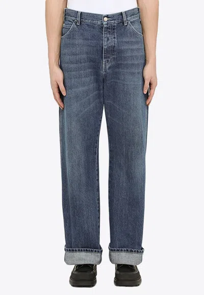Alexander Mcqueen Alexander Mc Queen Loose Blue Cotton Jeans In Blue