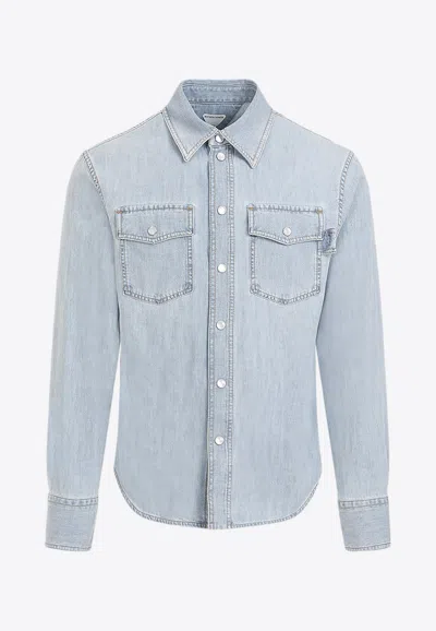 Bottega Veneta Bleached Light Denim Shirt In Blue