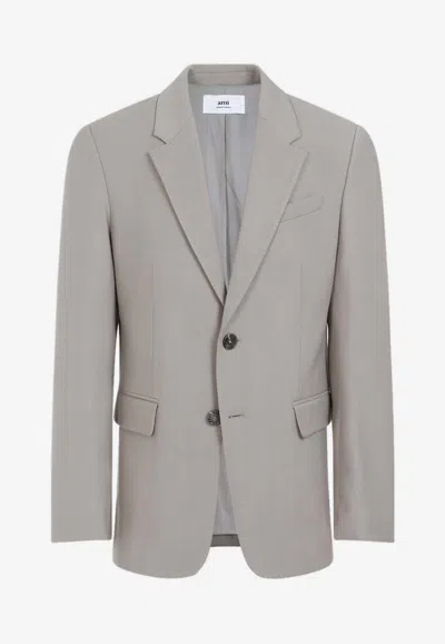 Ami Alexandre Mattiussi Light Taupe Virgin Wool Two Buttons Jacket In Gray