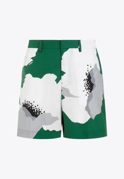 Valentino Garavani Printed Cotton Bermuda Shorts In Multicolor