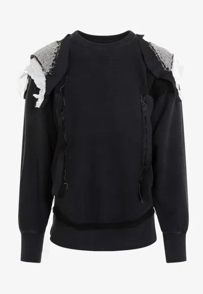 Maison Margiela Ruffled Sweatshirt Featuring Contrasting Stitching In Gray