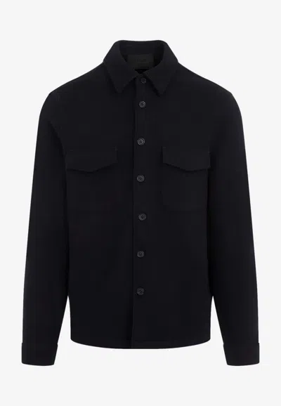 Prada Midnight Blue Wool Bled Shirt
