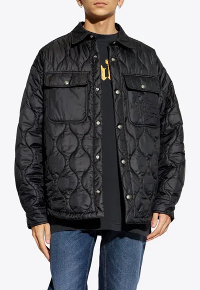 Shop Palm Angels Monogram Quilted Nylon Jacket In Black