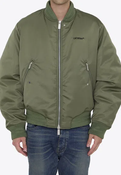 Off-white Four Leaf Clove Bomber Style Jacket In Green
