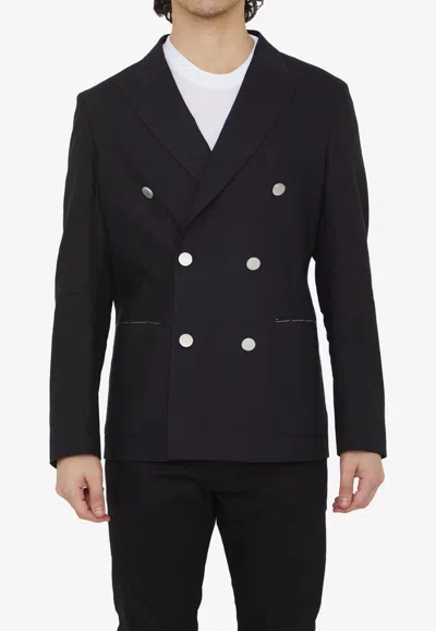 Tonello Double-breasted Stretch Jacket In Black