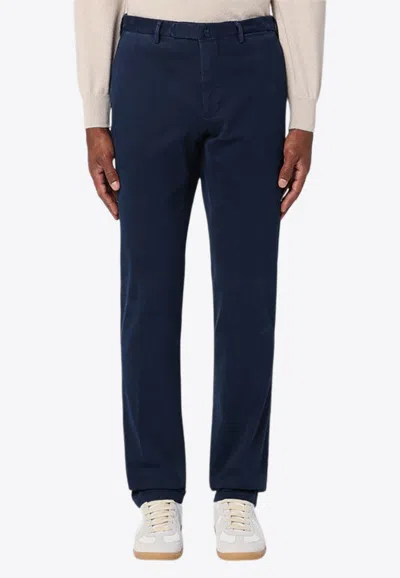 Santaniello Cotton Clark Double Pleat Pants In Blue