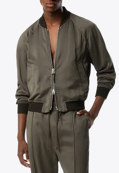Tom Ford Fluid Viscose Cady Bomber In Brown
