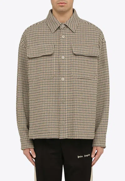 Palm Angels Club Check Logo Overshirt In Multicolor