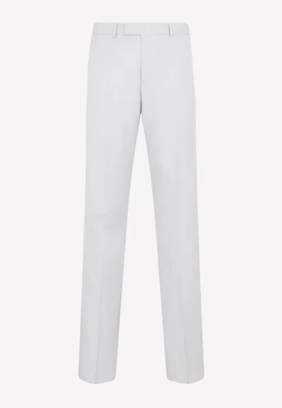 Dior Wool Straight-leg Pants In Gray