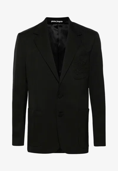 Palm Angels Single-breasted Twill Blazer In Black
