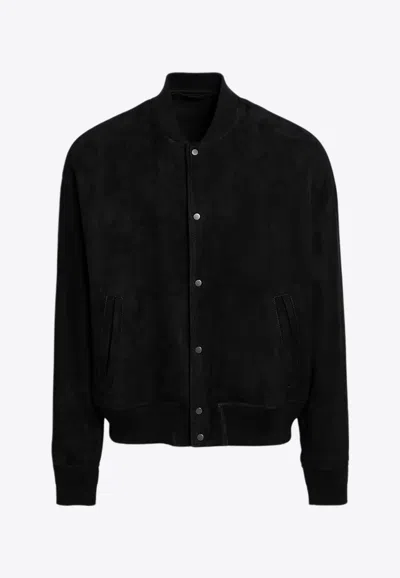 Salvatore Santoro Suede Bomber Jacket In Black
