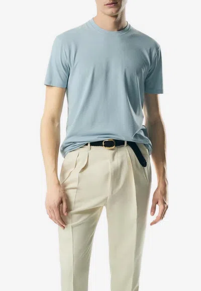 Tom Ford Classic Crewneck Short-sleeved T-shirt In Sky Blue