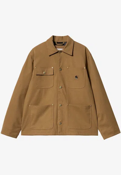 Carhartt Wip Artificial Suede Michigan Coat Hamilton In Brown