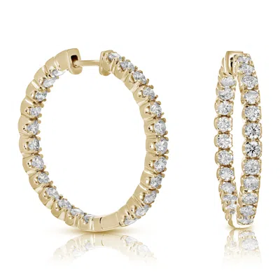 Vir Jewels 5 Cttw Diamond Inside Out Hoop Earrings 14k Yellow Gold Round Prong Set 1.50 Inch In White