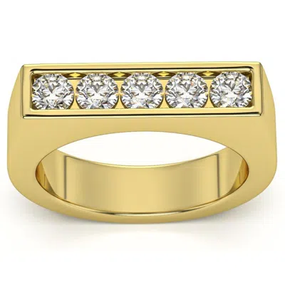 Pompeii3 1ct Diamond 5-stone Men's Ring In 10k White, Yellow, Or Rose Gold In Multi
