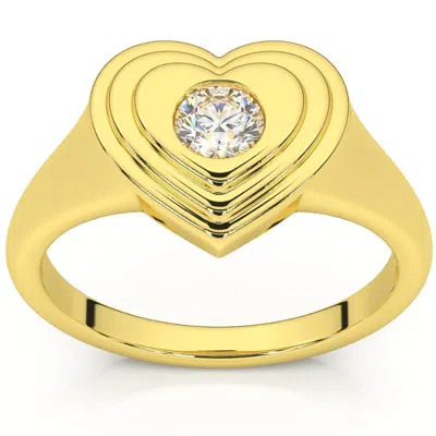 Pompeii3 1/4ct Diamond Solitaire Women's Sweetheart Signet Heart Ring 14k Gold Lab Grown In Multi