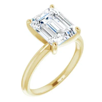 Pompeii3 5ct Emerald Solitaire Moissanite Engagement Ring In White Yellow Or Rose Gold In Multi