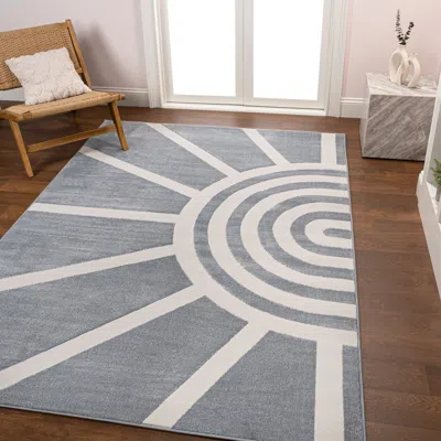 Jonathan Y Aelius Midcentury Scandinavian Abstract Sun Two-tone High-low White/cream 3 Ft. X 5 Ft. Area Rug