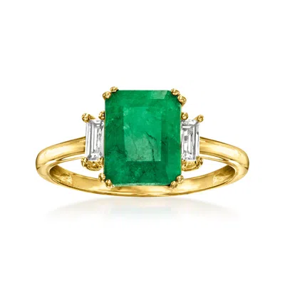 Ross-simons Emerald And . White Topaz Ring In 18kt Gold Over Sterling In Green