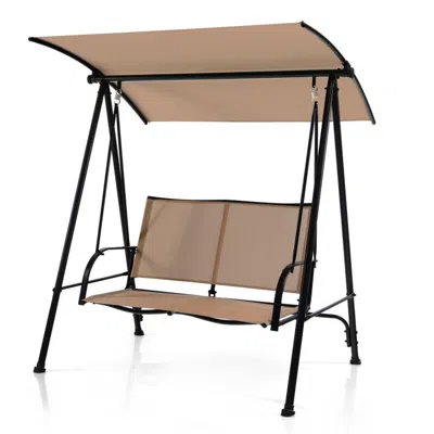Hivvago 2-seat Outdoor Canopy Swing With Comfortable Fabric Seat And Heavy-duty Metal Frame-navy